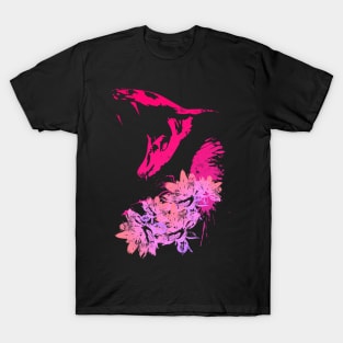 Cobra and Flowers - Pink T-Shirt